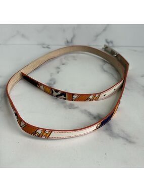 Skinny Belt Cow Chain Print Silver Buckle 45 Inch Fits Med Large